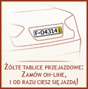 Tymczasowe żółte niemieckie tablice rejestracyjne